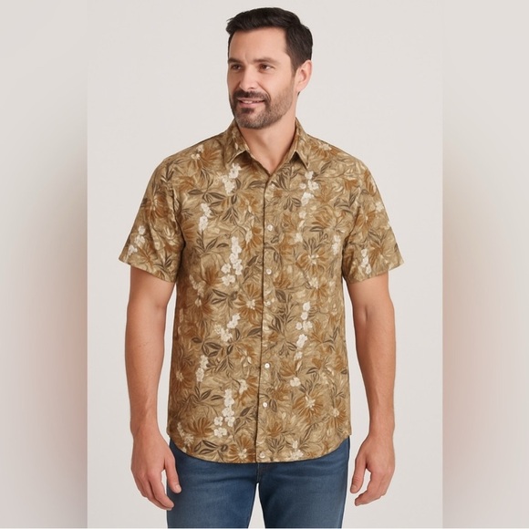 14th & Union • NWT Men's Floral Brown Short Sleeve Shirt - Picture 1 of 7